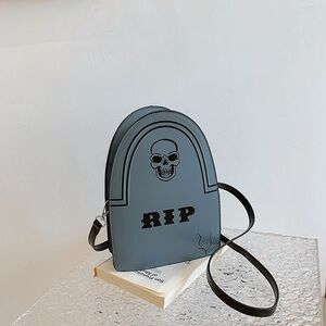 Gray Skull RIP Crossbody Bag